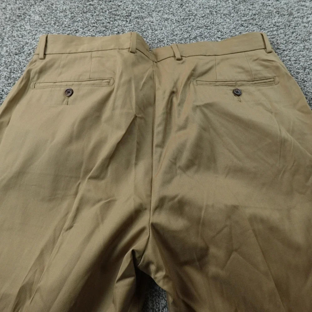 NEW Daniel Cremieux Pants Mens 38X30 Beige Brown‎ Chino Trouser Pleated Cuffed